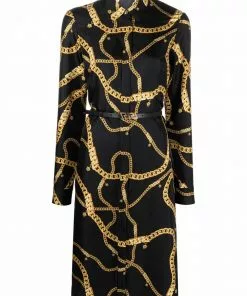 Versace Greca Chain belted silk shirt