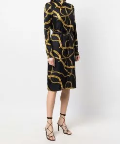 Versace Greca Chain belted silk shirt