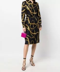 Versace Greca Chain belted silk shirt