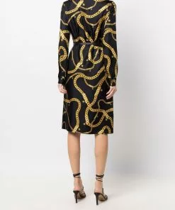 Versace Greca Chain belted silk shirt