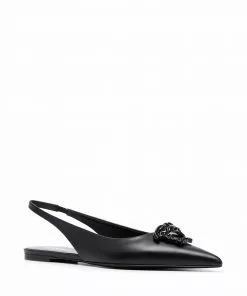Versace Medusa logo leather slingback mules
