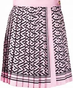 Versace La Greca print pleated mini skirt