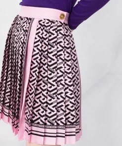 Versace La Greca print pleated mini skirt 10 Versace La Greca print pleated mini skirt
