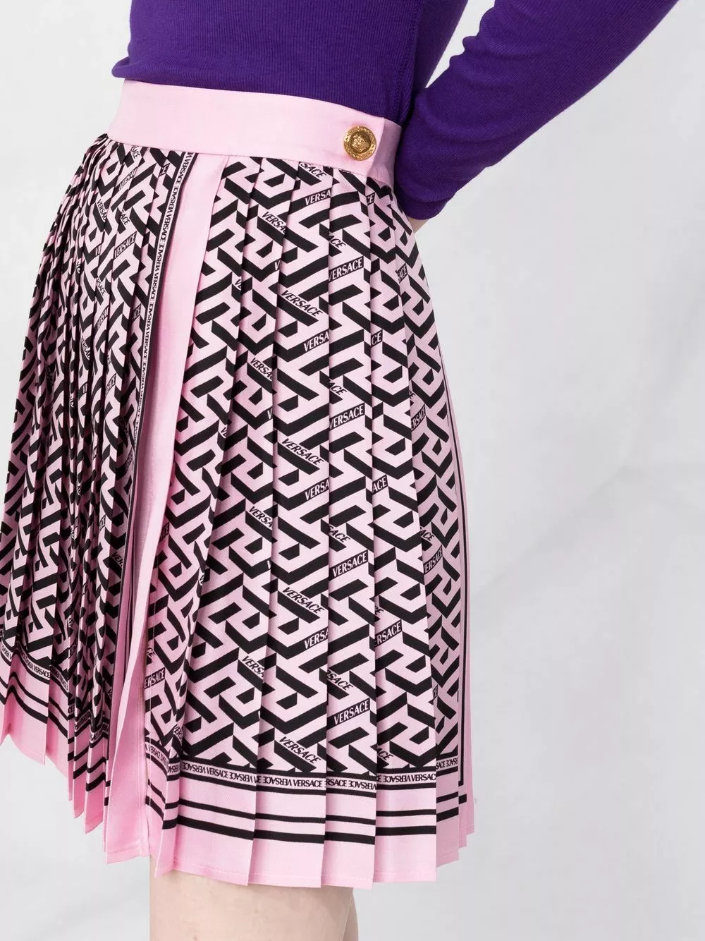 Versace La Greca print pleated mini skirt 5 Versace La Greca print pleated mini skirt