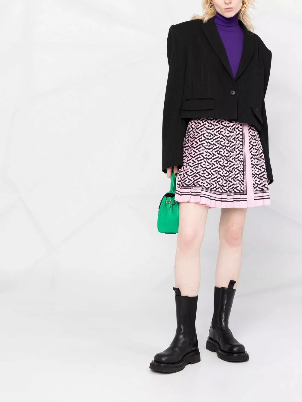 Versace La Greca print pleated mini skirt 4 Versace La Greca print pleated mini skirt