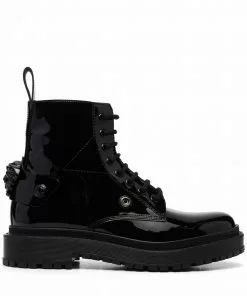Versace Medusa-plaque combat boots