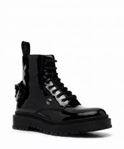 Versace Medusa-plaque combat boots