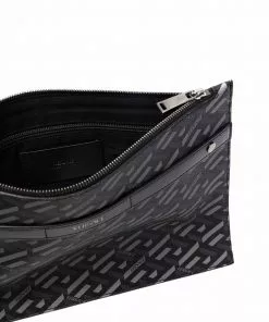 Versace logo-print clutch bag