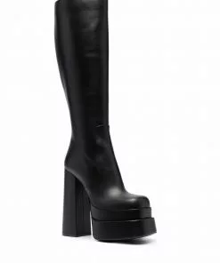 Versace high-heel leather boots