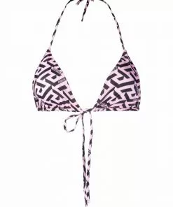 Versace monogram-print triangle bikini top
