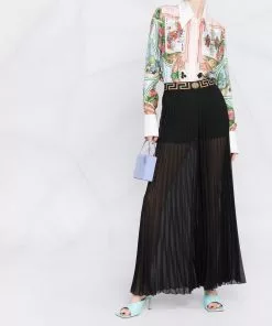 Versace Greca-waistband pleated trousers