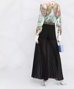 Versace Greca-waistband pleated trousers