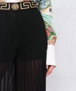 Versace Greca-waistband pleated trousers