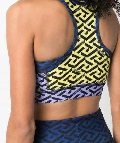 Versace Greca print colour block sports bra 10 Versace Greca-print colour-block sports bra