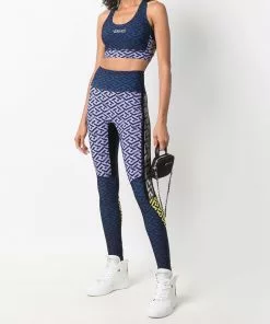 Versace Greca-print colour-block sports bra
