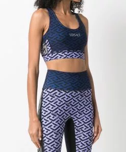 Versace Greca print colour block sports bra 8 Versace Greca-print colour-block sports bra
