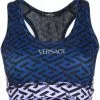 Versace Greca-print colour-block sports bra