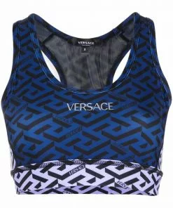 Versace Greca-print colour-block sports bra