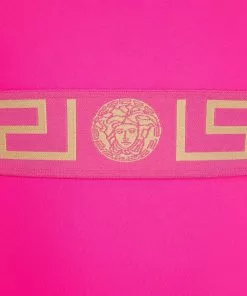 Versace Greca-print two-tone swimsuit