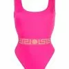 Versace Greca-print two-tone swimsuit