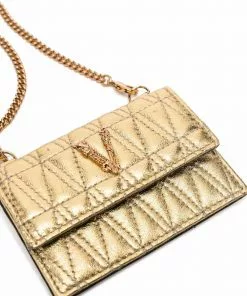 Versace quilted chain-strap leather wallet