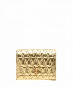 Versace quilted metallic-effect wallet
