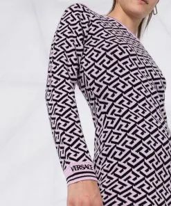 Versace La Greca long sleeve midi dress 14 Versace La Greca long-sleeve midi dress