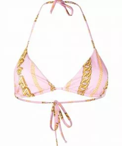 Versace chain-print triangle bikini top