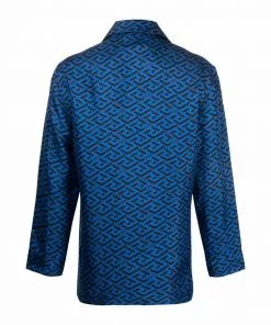 Versace geometric-print silk pajama top