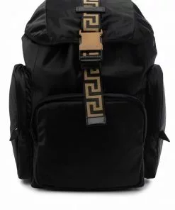 Versace Greca-print buckled backpack