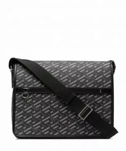 Versace logo-print leather shoulder bag