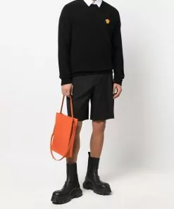 Versace logo-patch crew neck jumper