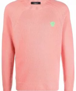 Versace embroidered-logo crew neck jumper