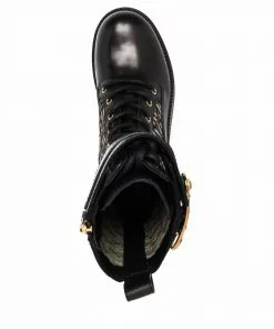 Versace La Greca print combat boots