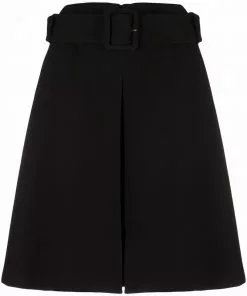 Versace belted box pleat skirt