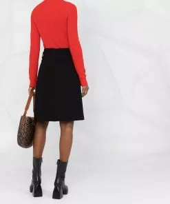 Versace belted box pleat skirt