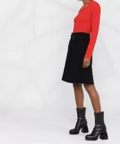 Versace belted box pleat skirt