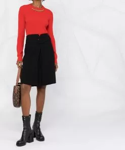 Versace belted box pleat skirt