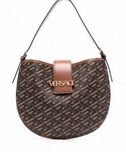 Versace logo print shoulder bag