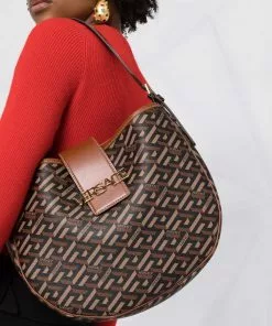 Versace logo print shoulder bag