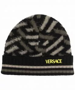 Versace Greca Signature brushed-wool beanie
