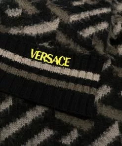 Versace geometric-pattern frayed scarf