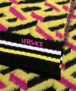 Versace Intarsia knit scarf virgin wool scarf 7 Versace intarsia-knit scarf virgin-wool scarf