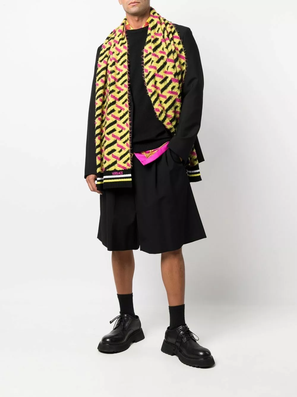 Versace Intarsia knit scarf virgin wool scarf 4 Versace intarsia-knit scarf virgin-wool scarf