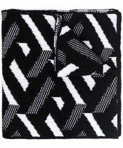 Versace geometric-pattern knitted scarf