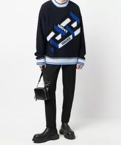 Versace logo-print crew neck jumper