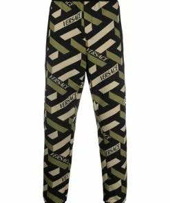 Versace Greca-pattern logo-print trousers