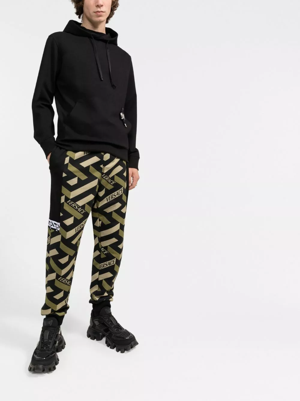 Versace Greca pattern logo print trousers 4 Versace Greca-pattern logo-print trousers