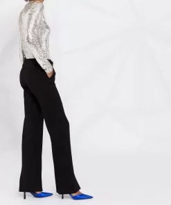 Versace front slit belted trousers