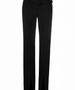 Versace front slit belted trousers